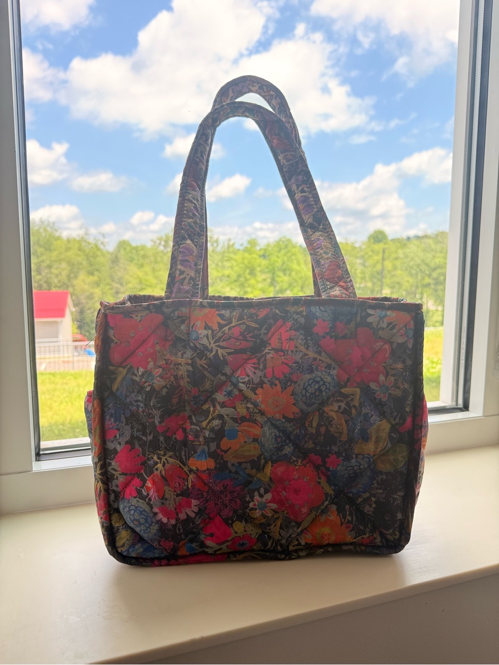Natural Life Reversible Floral Quilted Tote Bag in Multicolor EUC
